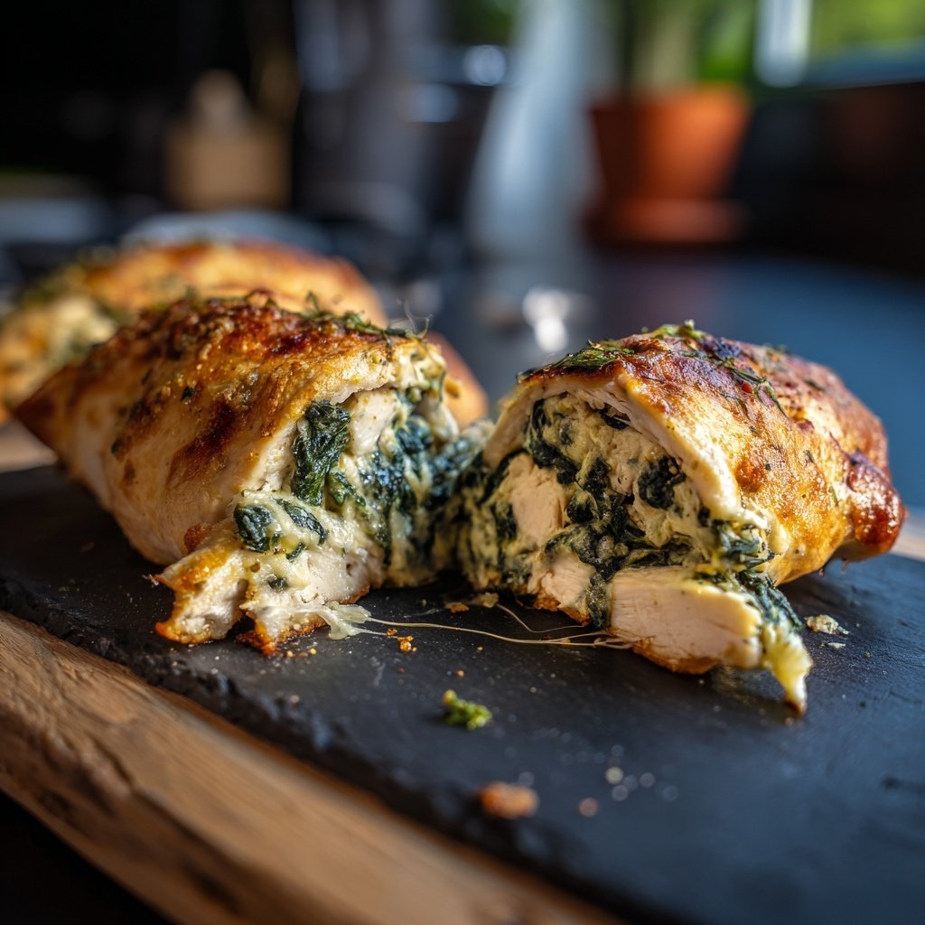 Gefüllte Hähnchenbrust mit Spinat