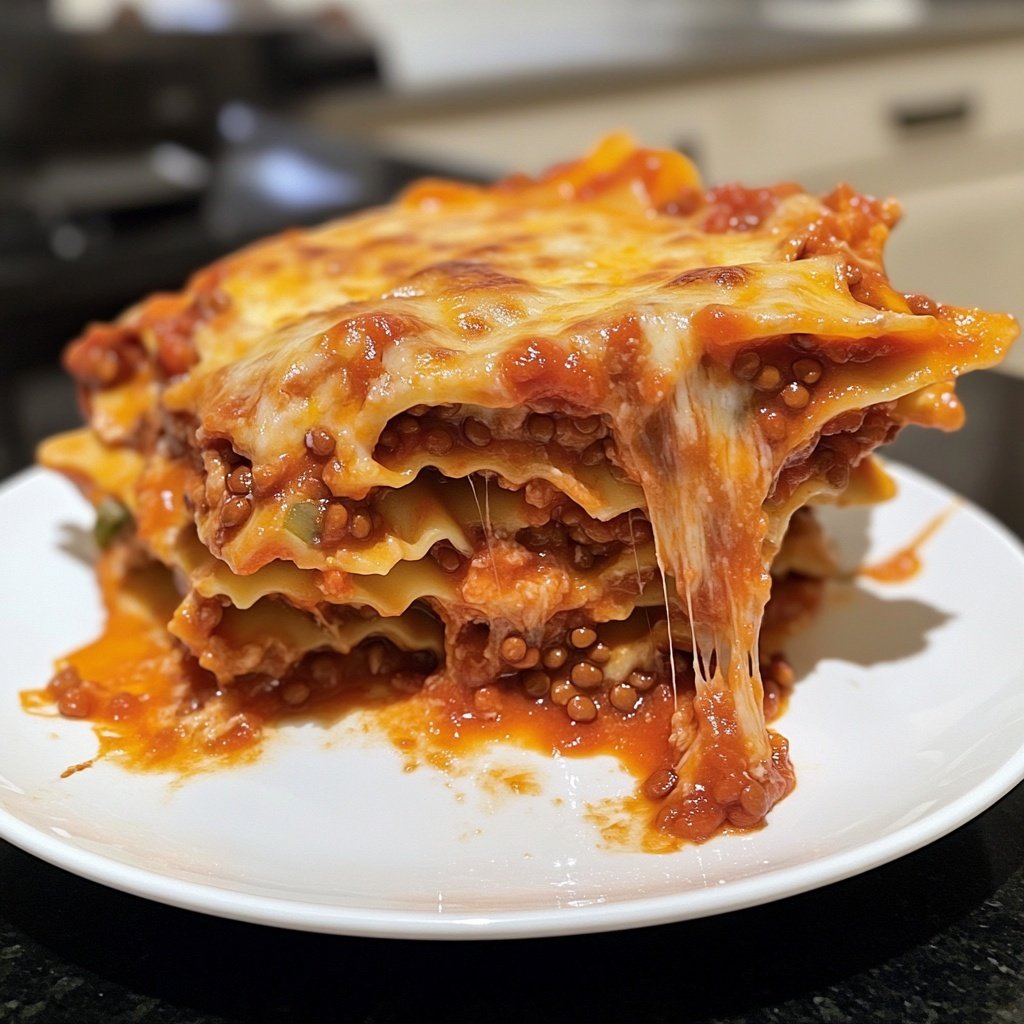 Lasagne mit Tomaten-Linsen-Sauce