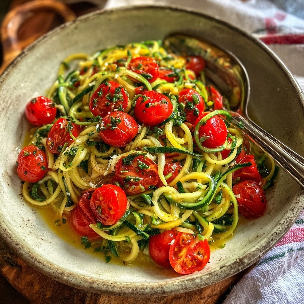 Kalorienarme Zucchini Nudeln Mit Tomaten