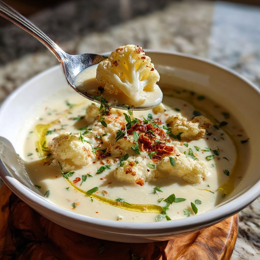 Herzhafte Blumenkohlsuppe für kalte Tage