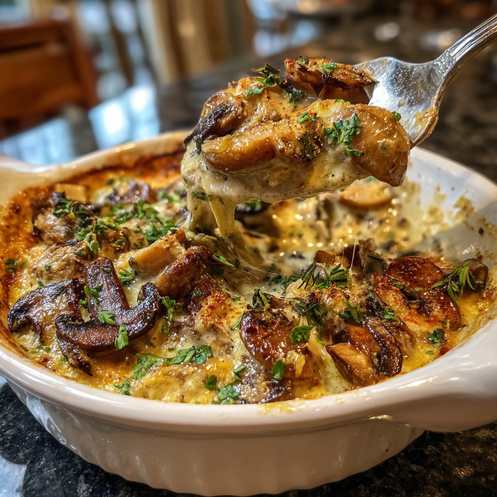 Abendessen mit cremiger Pilzpfanne