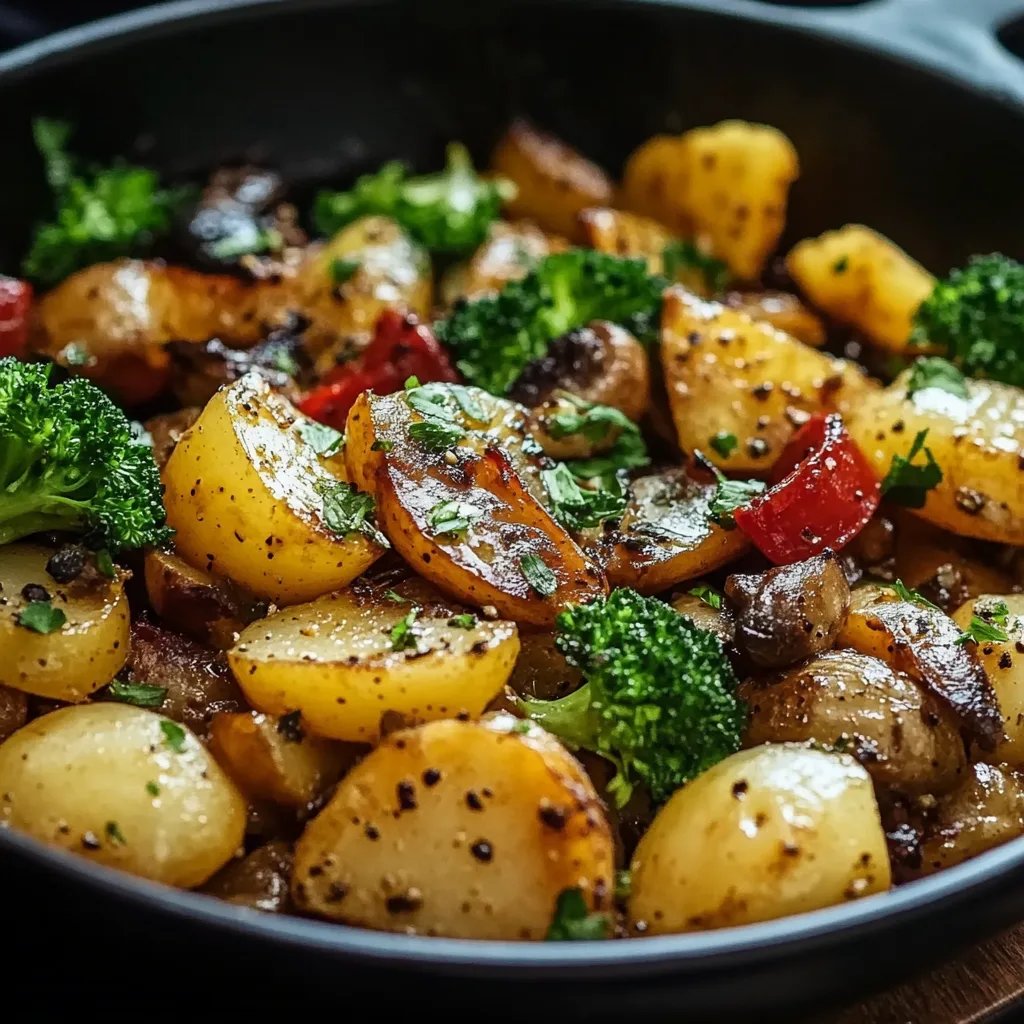 Brokkoli Kartoffel Pfanne mit Pilzen