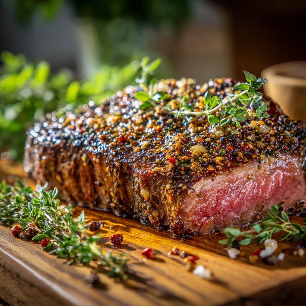 Gegrilltes Rindersteak Mit Senf Kruste