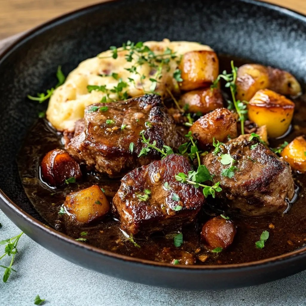 Bierfleisch mit Laugenbrezel-Knödeln